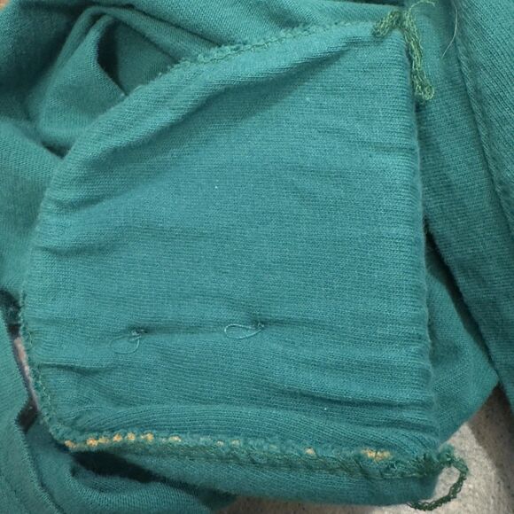 Sweet Blondie Shirt Teal V Neck Rhinestone Studded 90s 80s Wmns OS Made in USA - Picture 5 of 9